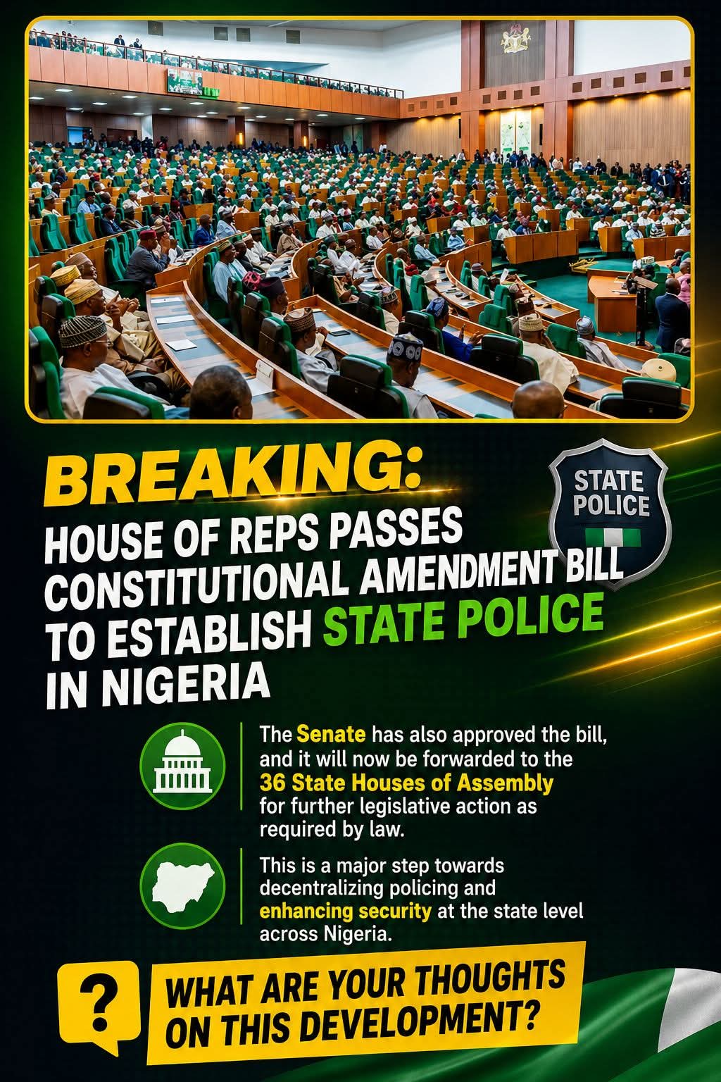 House of Reps passes State Police Bill